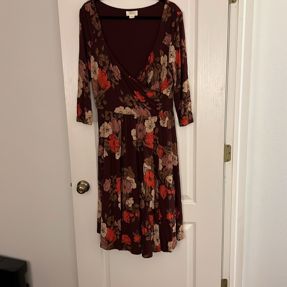 Maeve Burgundy Floral Midi Dress - Picture 3 of 4